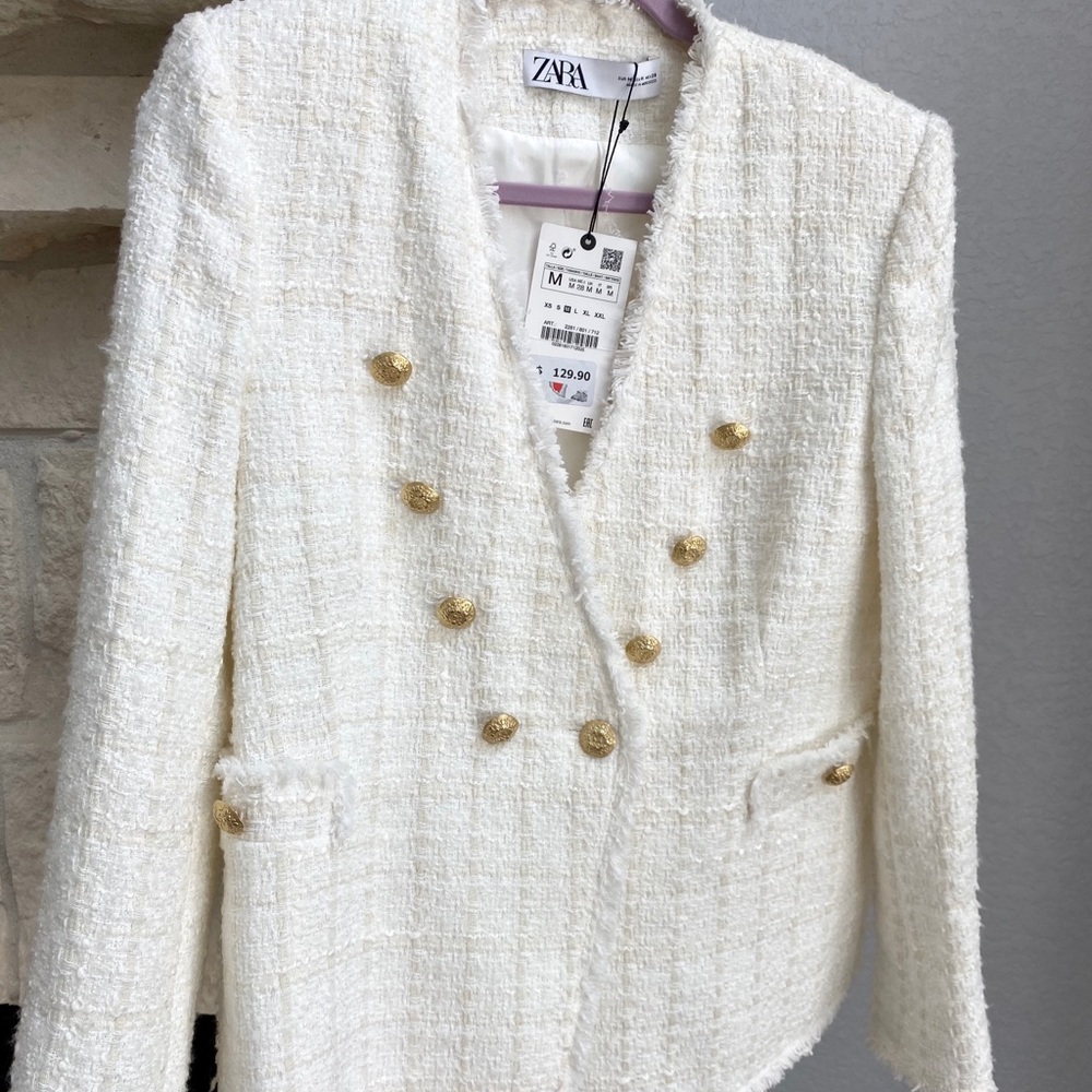 ZARA BLAZER  WHITE TWEED BRAND NEW